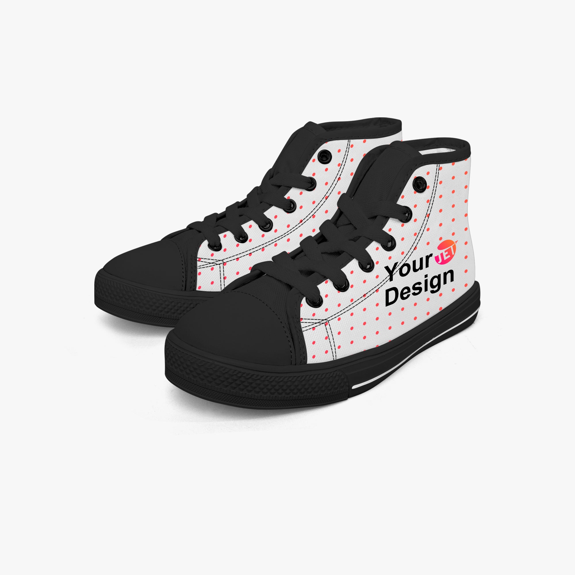 Kid's High-Top Canvas Shoes-Black