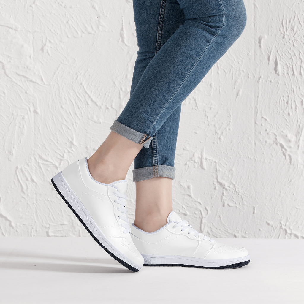 Low-Top Leather Sneakers - White/Black