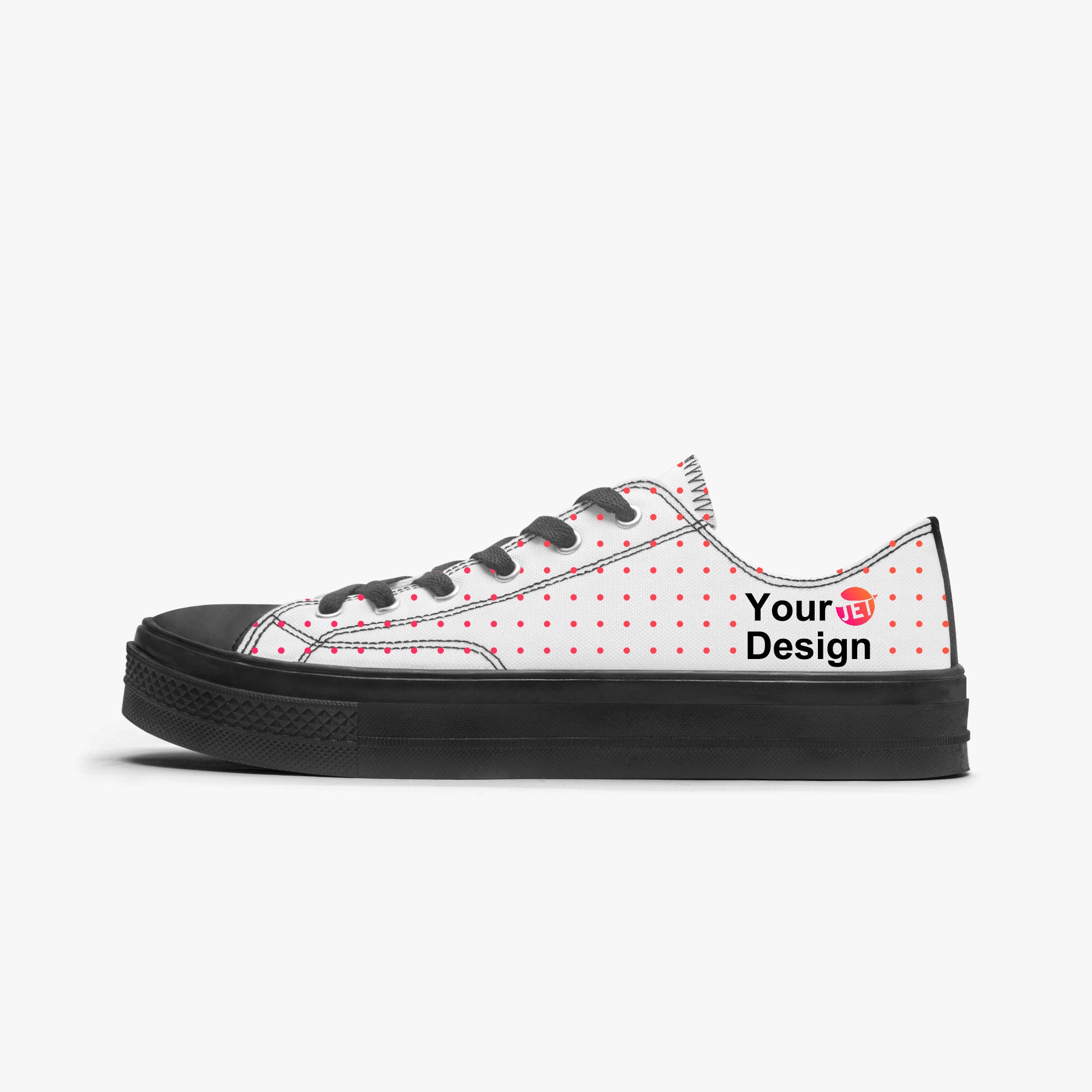 Low Top Canvas Shoes - Black Sole
