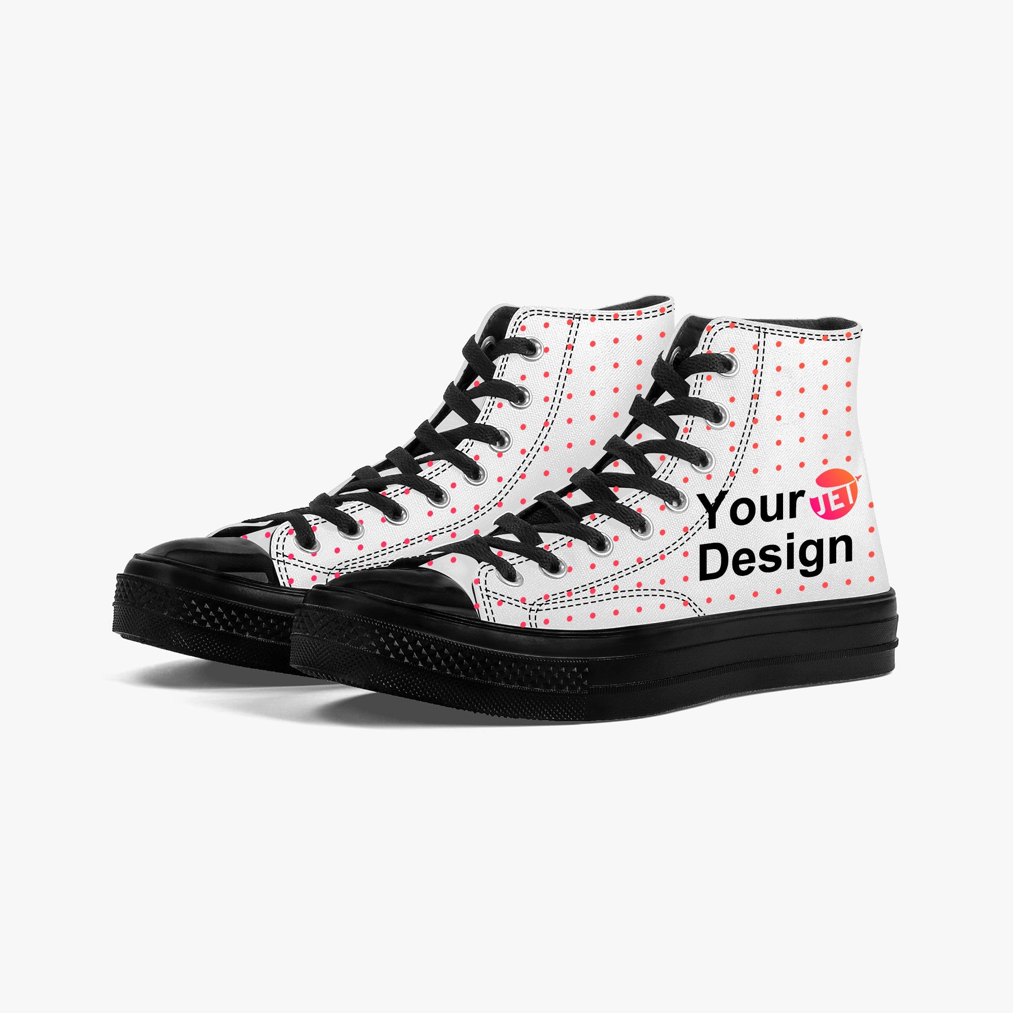 High-Top Canvas Shoes - Black