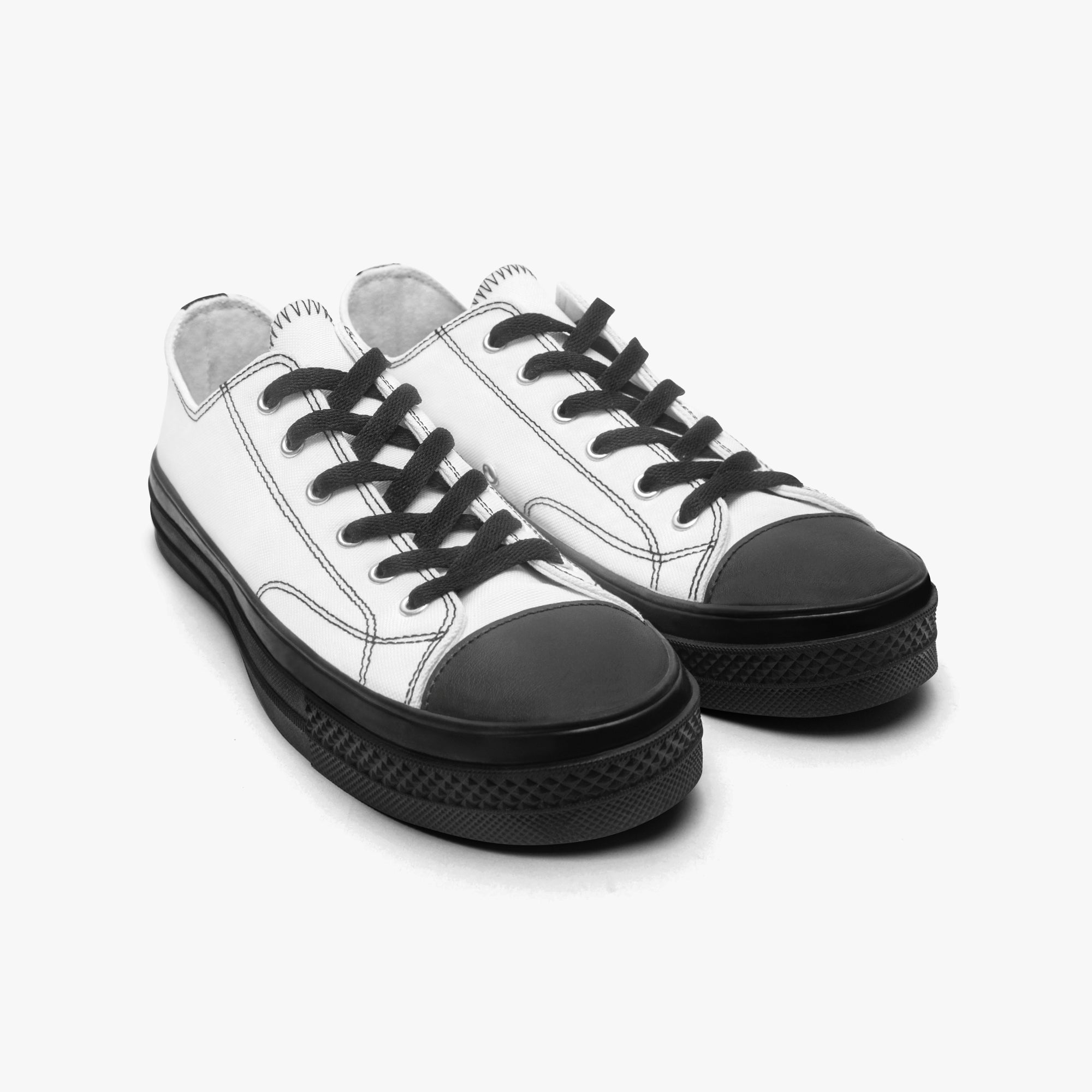 Low Top Canvas Shoes - Black Sole