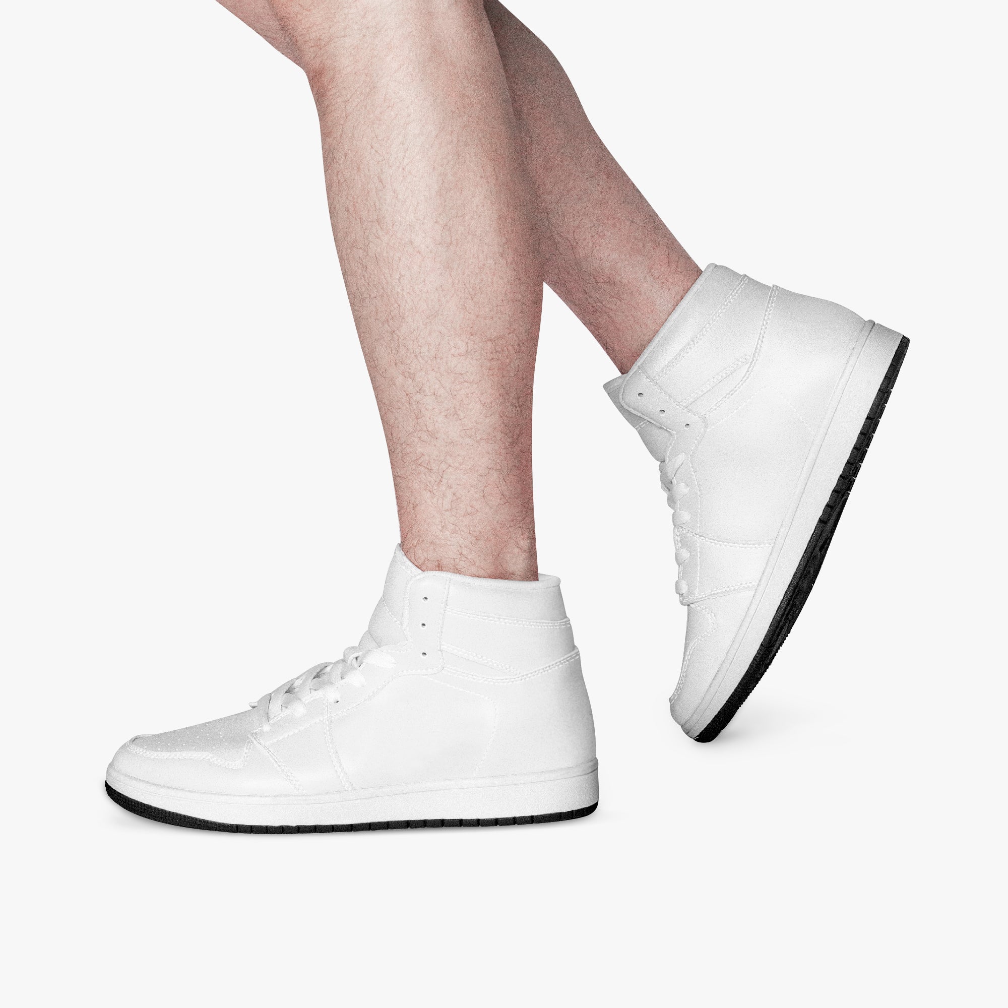 AJ1 High-Top Leather Sneakers - White / Black