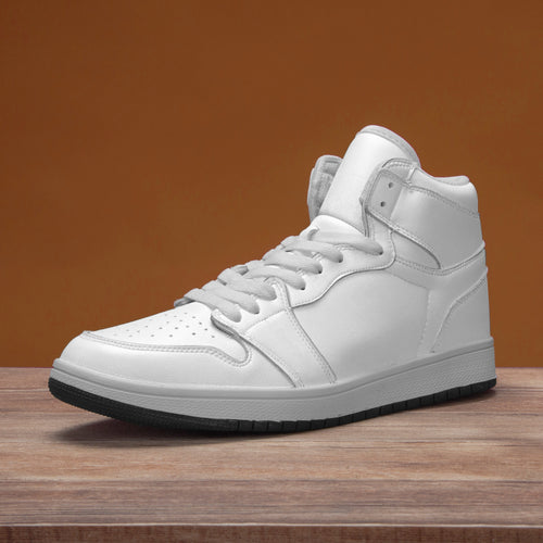 AJ1 Black High-Top Leather Sneakers - Tongue Printable