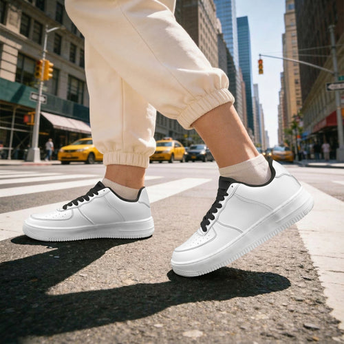 Black Low-Top Leather Sports Sneakers