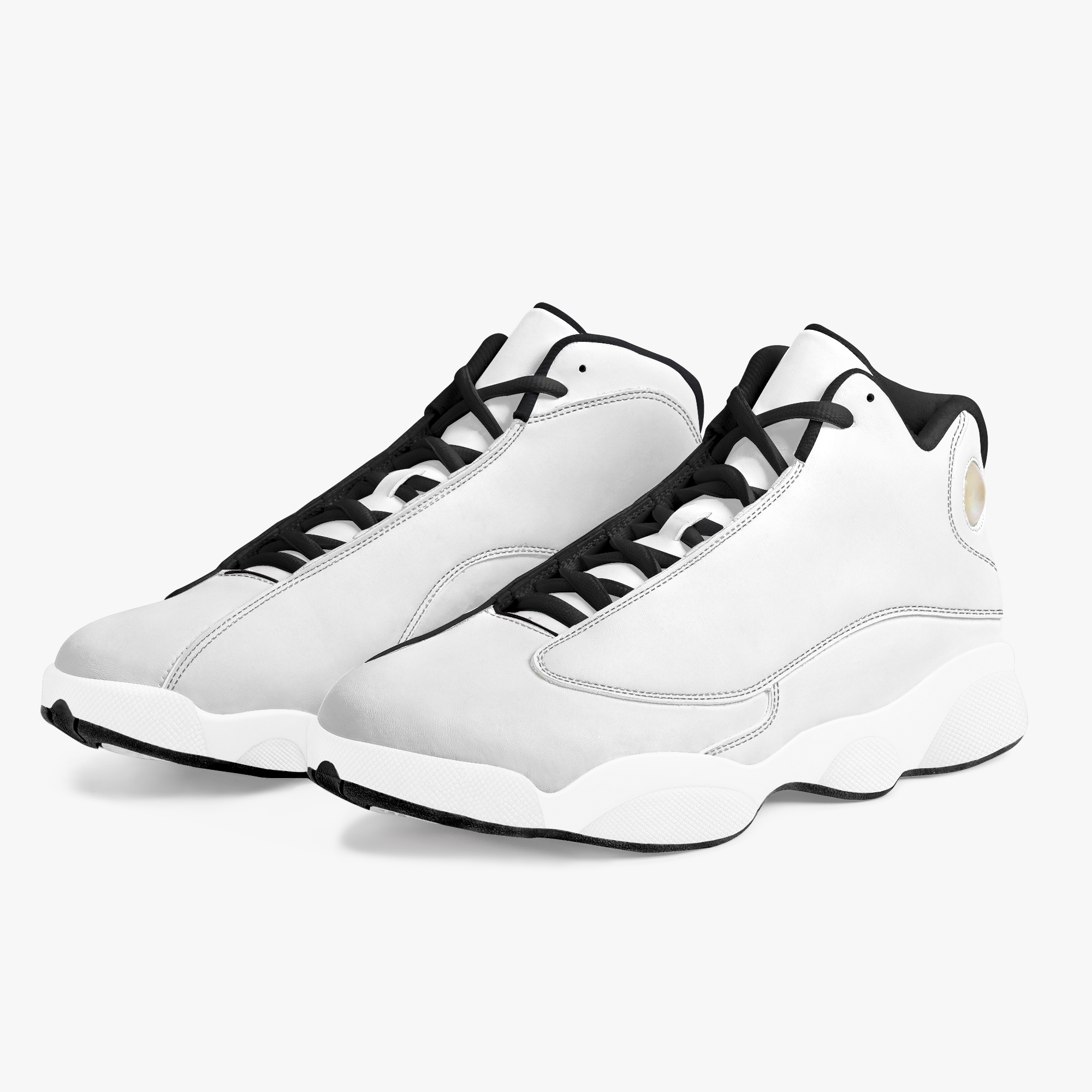 AJ13 High-Top Leather Basketball Sneakers - White