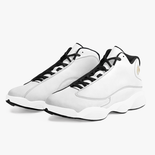 AJ13 High-Top Leather Basketball Sneakers - White