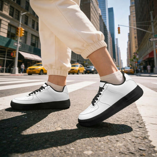 AF1 Low-Top Leather Sports Sneakers - Black Sole