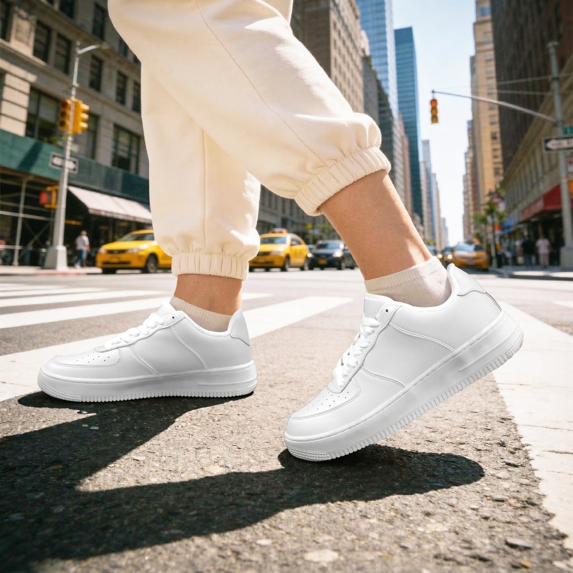 AF1 Low-Top Leather Sports Sneakers - Tongue Printable