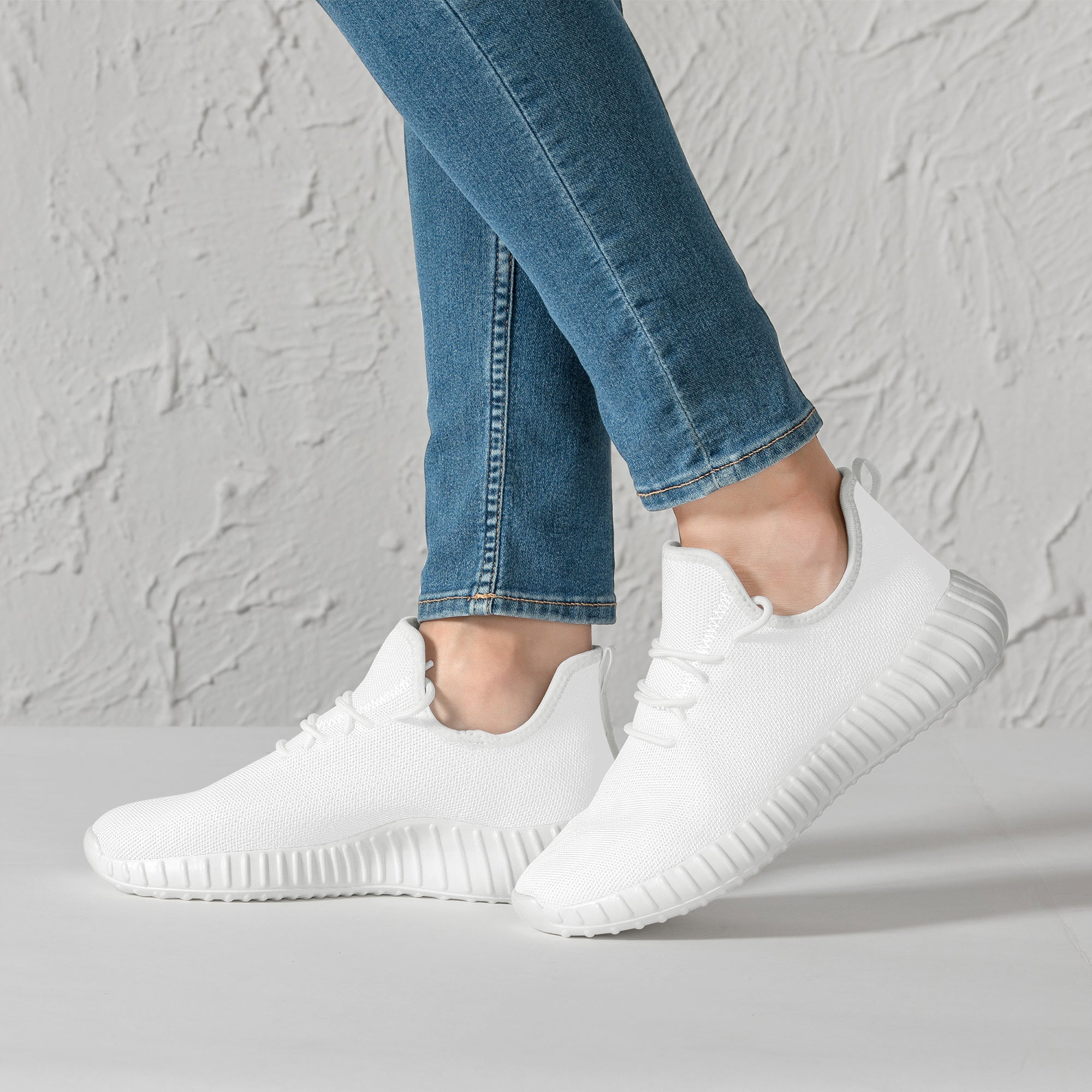 Mesh Knit Sneakers - White/Black