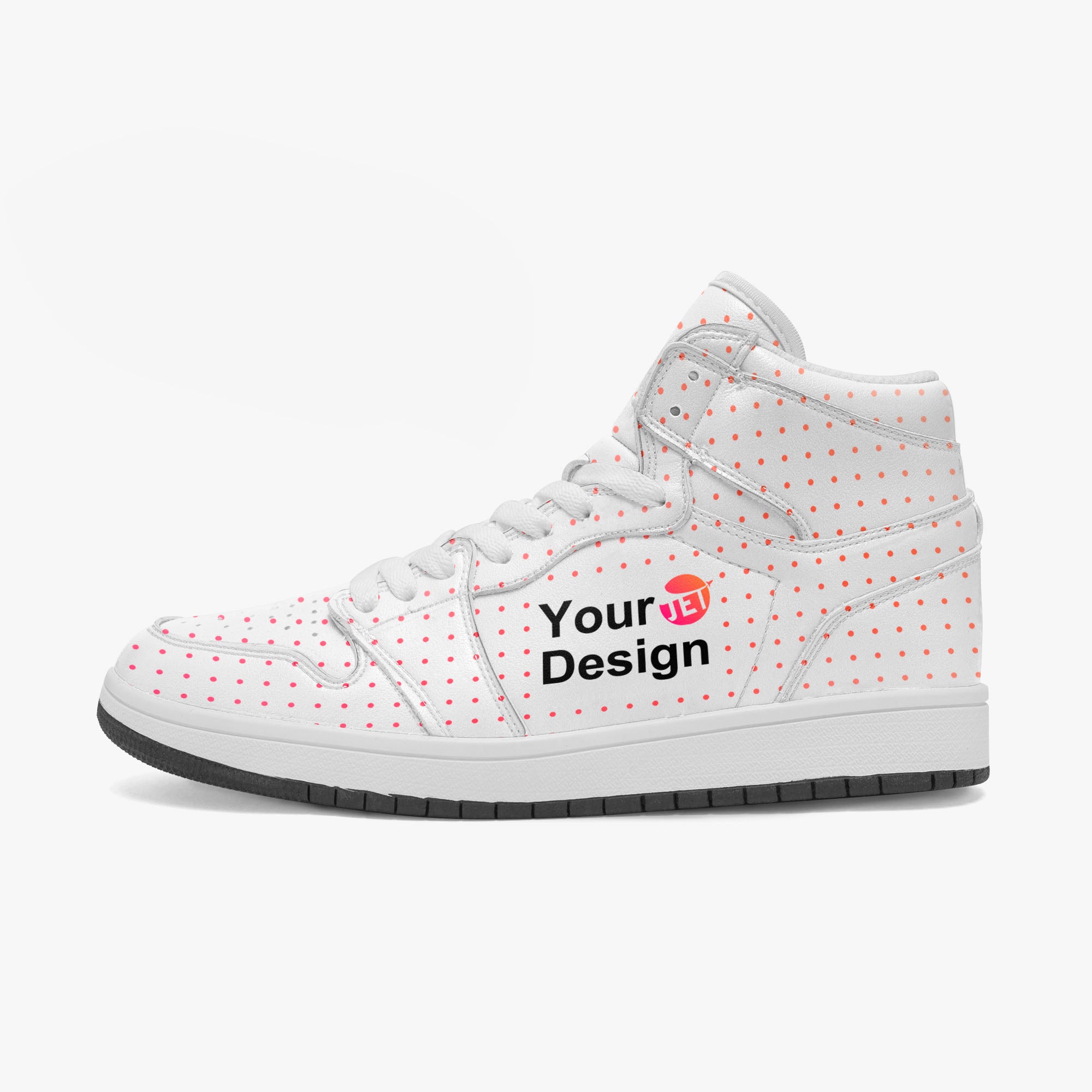 AJ1 Black High-Top Leather Sneakers - Tongue Printable