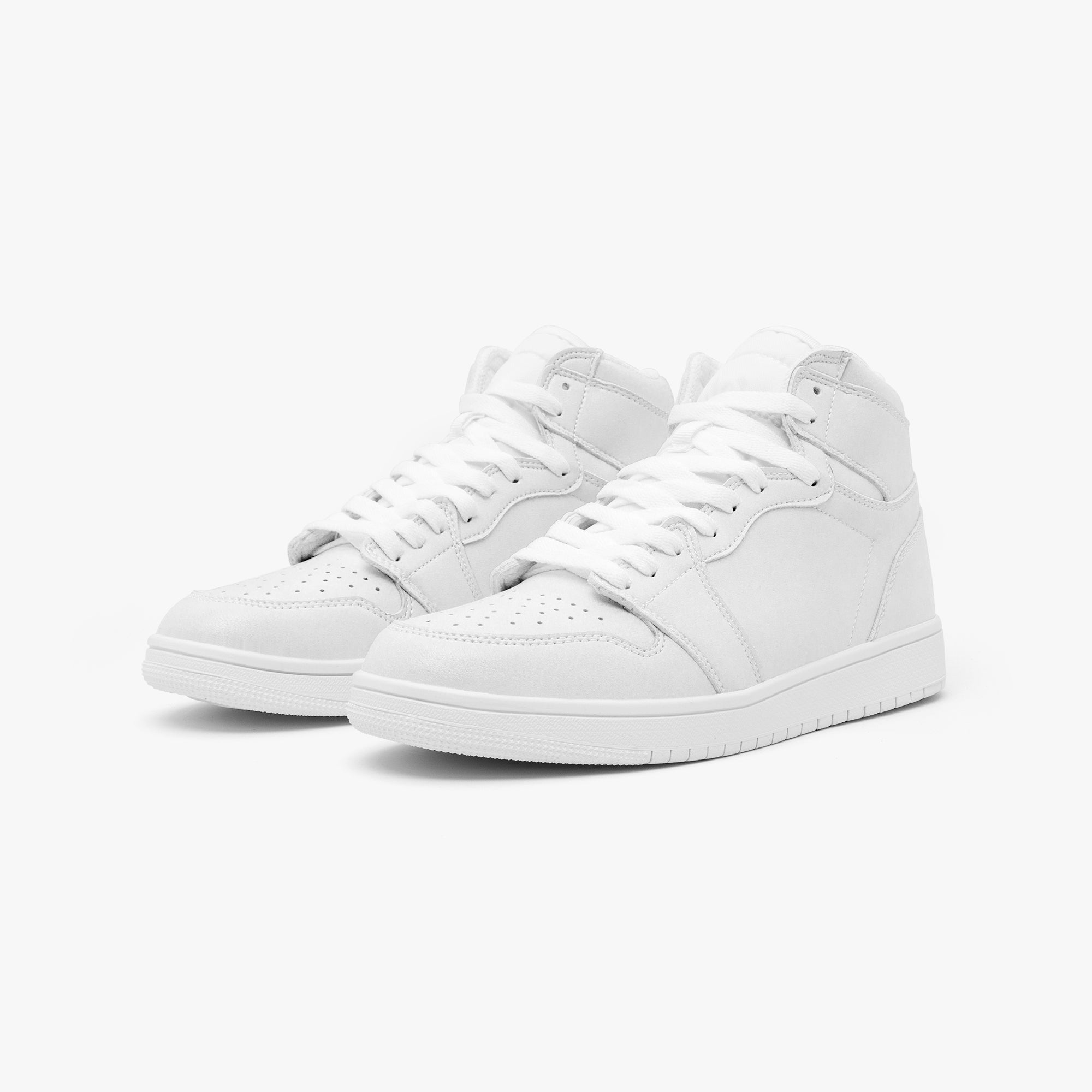 AJ1 High-Top Leather Sneakers - White